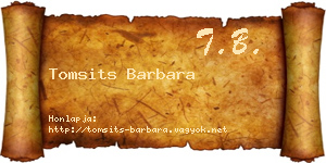 Tomsits Barbara névjegykártya